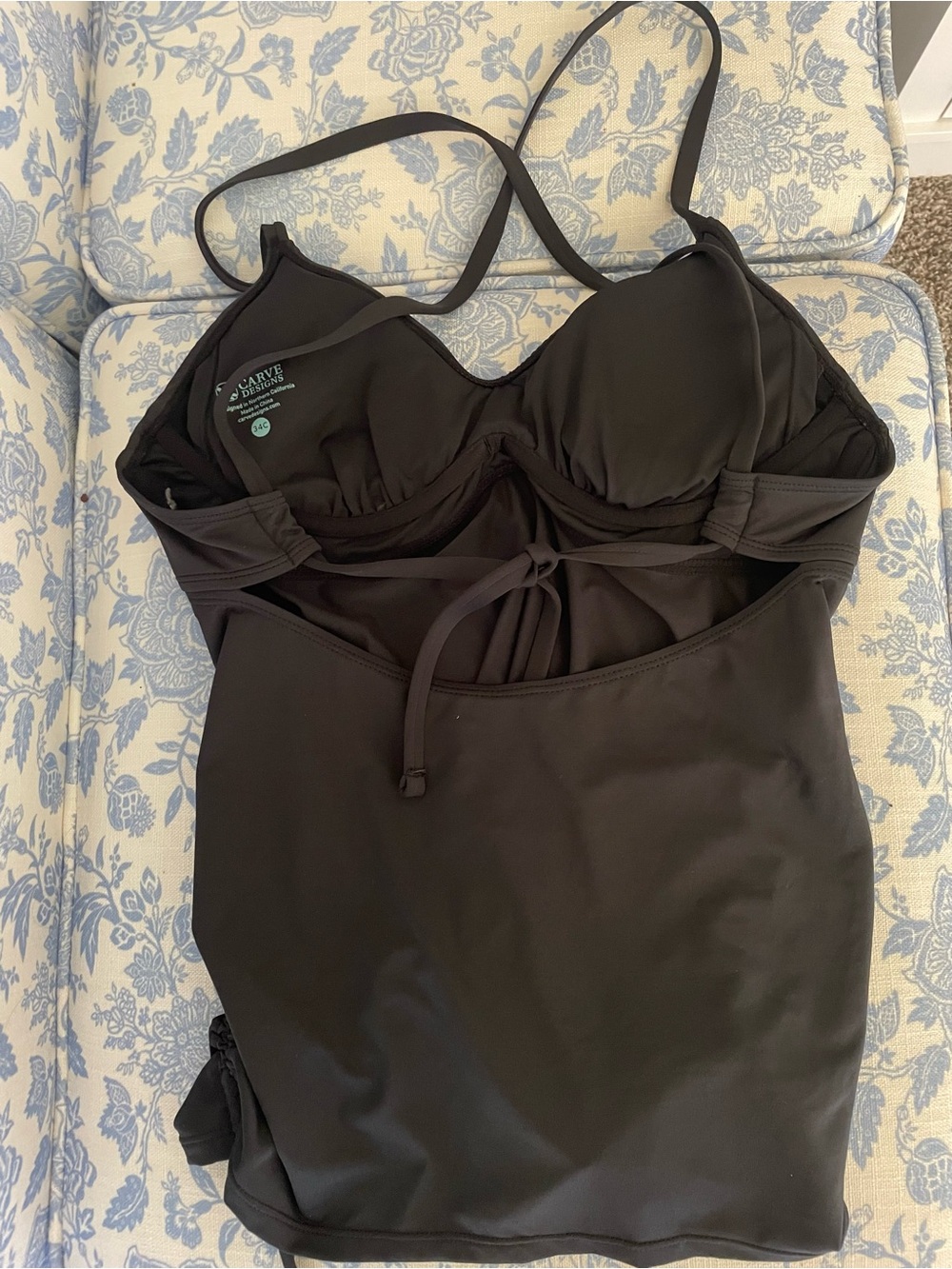 Carve Designs Carmari Tankini Ruched Swim Top Black Size 34C - Picture 5 of 5